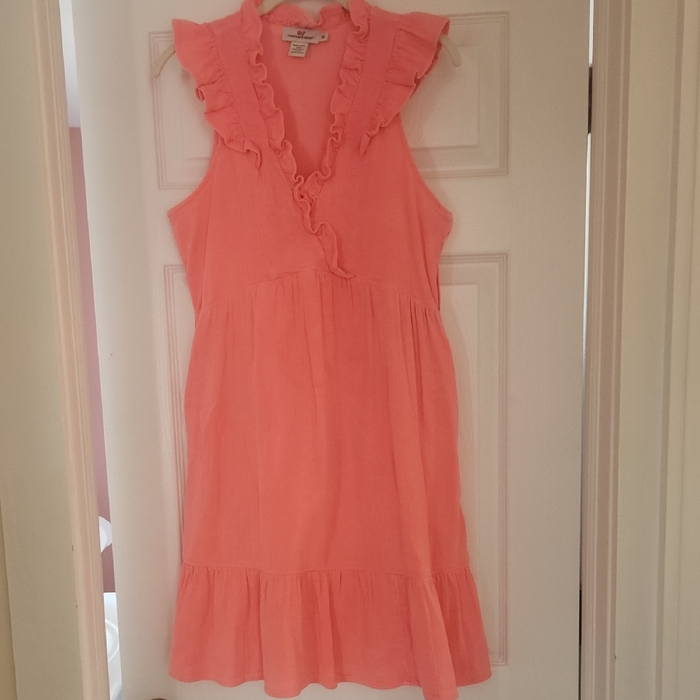 Vineyard Vines Coral Ruffle Dress